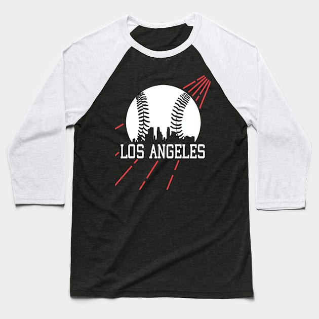 Vintage Los Angeles LA Skyline Baseball Sunshine For Gameday Baseball T-Shirt by justiceberate